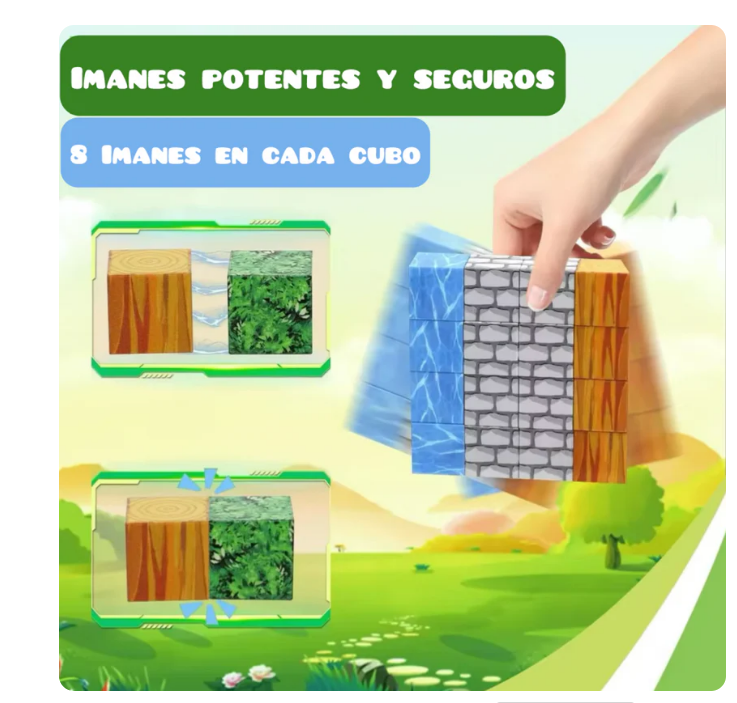 Bloques de Minecraft magnéticos Premium 28/56/75 y 150 Piezas 🌟🧩