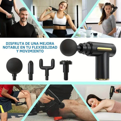 "Pistola de Masaje Portátil Inteligente 4 en 1". 😊💆‍♂️✨🔋