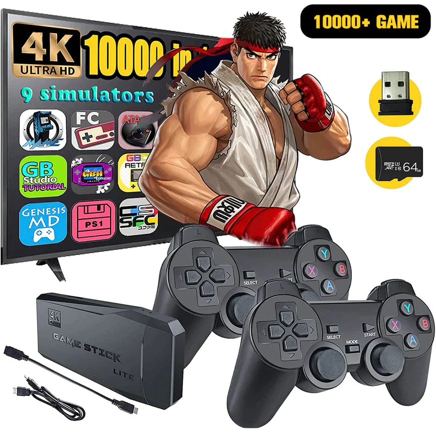 🎮 RetroConsola 4K 🎮 Videojuego con 10,000 Juegos Clásicos + 2 Controles 🎁