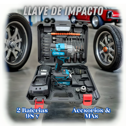 🔧 Taladro de Impacto Inalámbrica ⚡ Doble Batería 98V 🔋