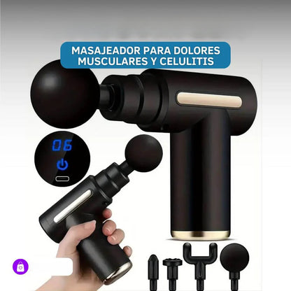 "Pistola de Masaje Portátil Inteligente 4 en 1". 😊💆‍♂️✨🔋