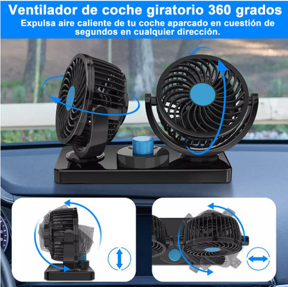 💨 Ventilador Doble Portátil Para Automóviles Con Velocidades Potentes 🚗