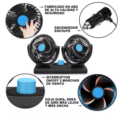 💨 Ventilador Doble Portátil Para Automóviles Con Velocidades Potentes 🚗