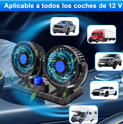 💨 Ventilador Doble Portátil Para Automóviles Con Velocidades Potentes 🚗