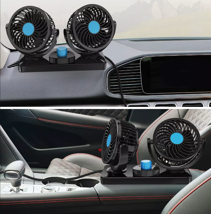 💨 Ventilador Doble Portátil Para Automóviles Con Velocidades Potentes 🚗