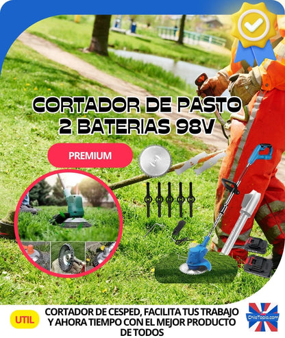 Cortadora Pasto Inalámbrica 🌿⚡ 2 Baterías 🔋🔋 98V