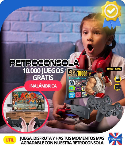 🎮 RetroConsola 4K 🎮 Videojuego con 10,000 Juegos Clásicos + 2 Controles 🎁