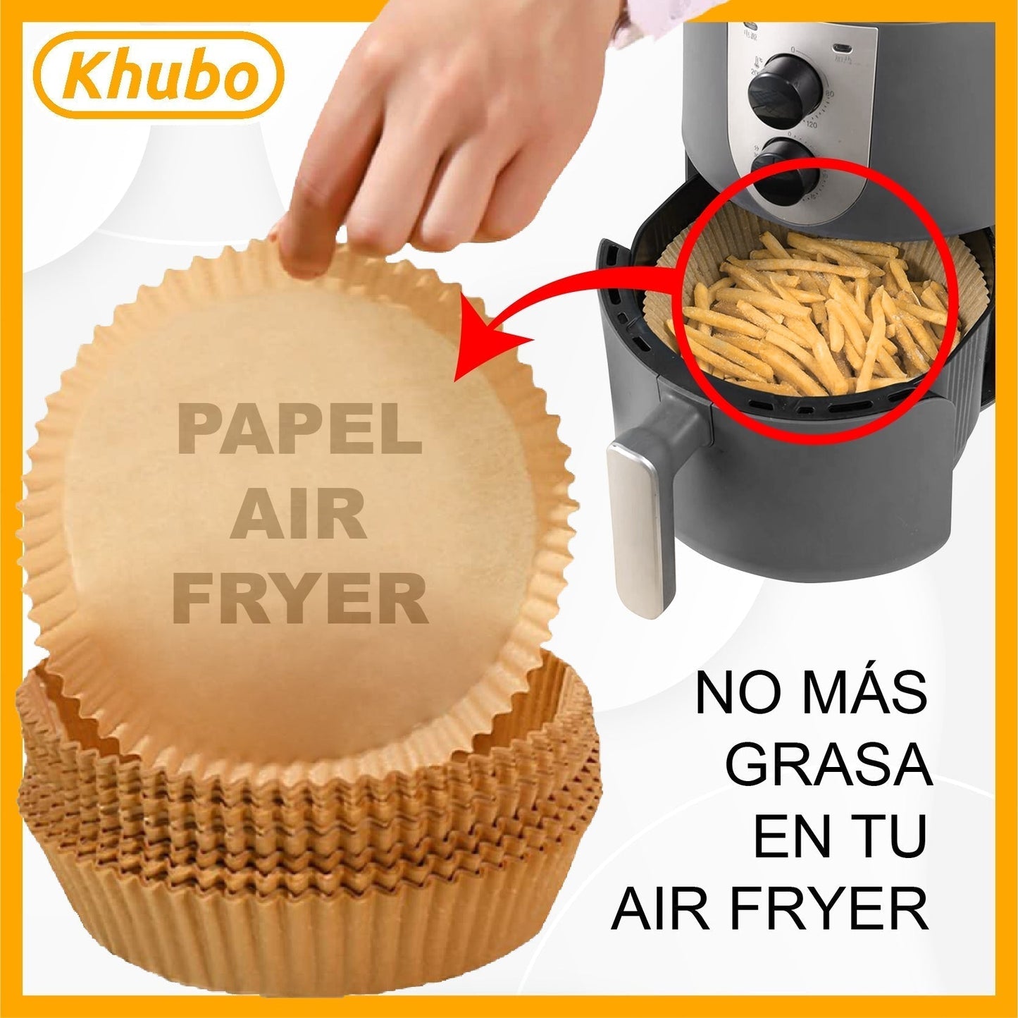 PACK DE 50 + 50 de regalo - Papel Protector Absorbente para AirFryer