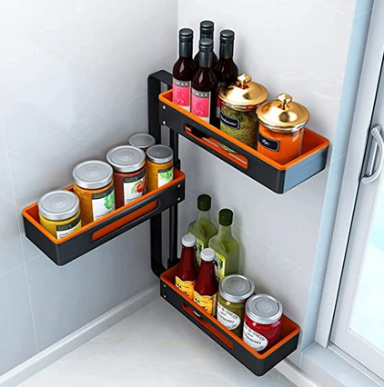 Rack para cocina con estantes flotantes giratorios