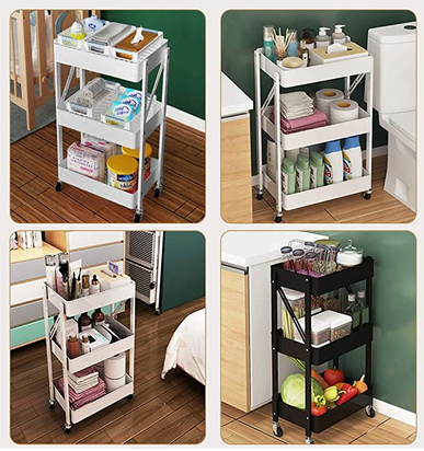 Carrito de 3 niveles plegable para cocina living o baño