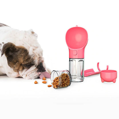 Botella de agua con dispensador de comida para mascotas