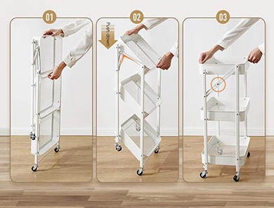 Carrito de 3 niveles plegable para cocina living o baño